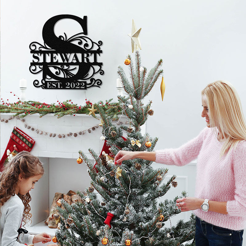 Personalized Family Lace Last Name Metal Letters Sign