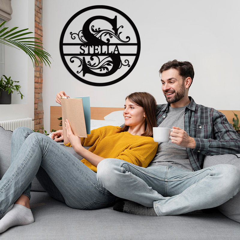 Custom Last Name Monogram Metal Signs For Home and Yard Decor