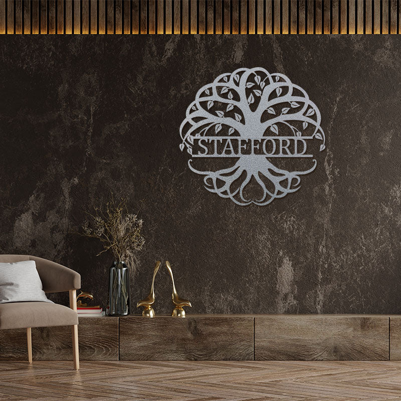 Personalized Tree Of Life Monogram Metal Sign Wall Decor