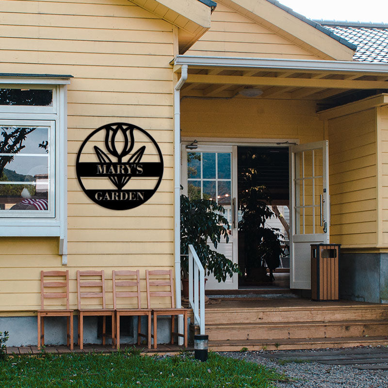 Custom Flower Name Metal Garden Sign for Yard Decor