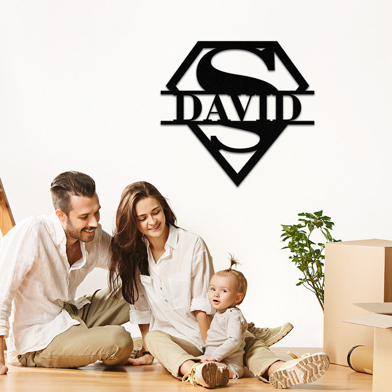 Personalized Super Dad Name Metal Sign for Dad Gift