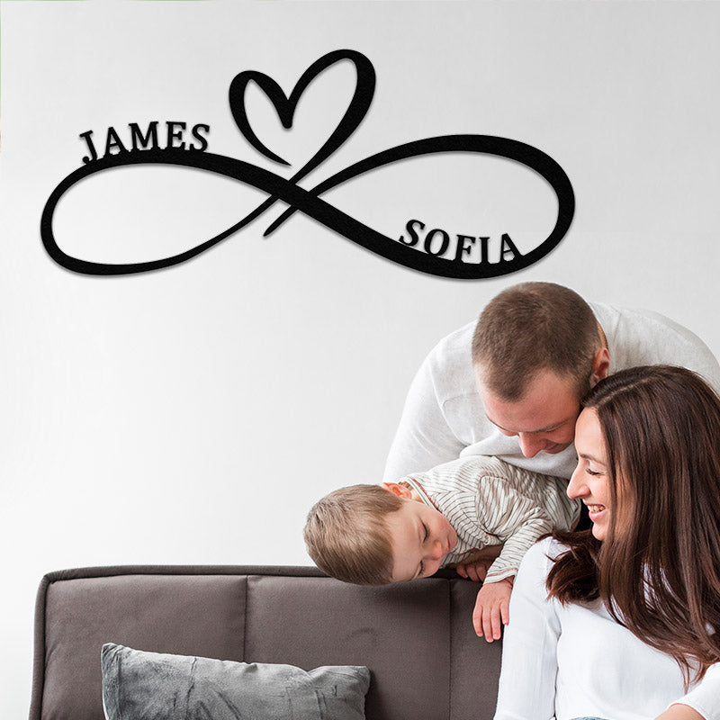 Personalized Infinity Heart Metal Name Sign for Your Love &amp; Anniversary Gift