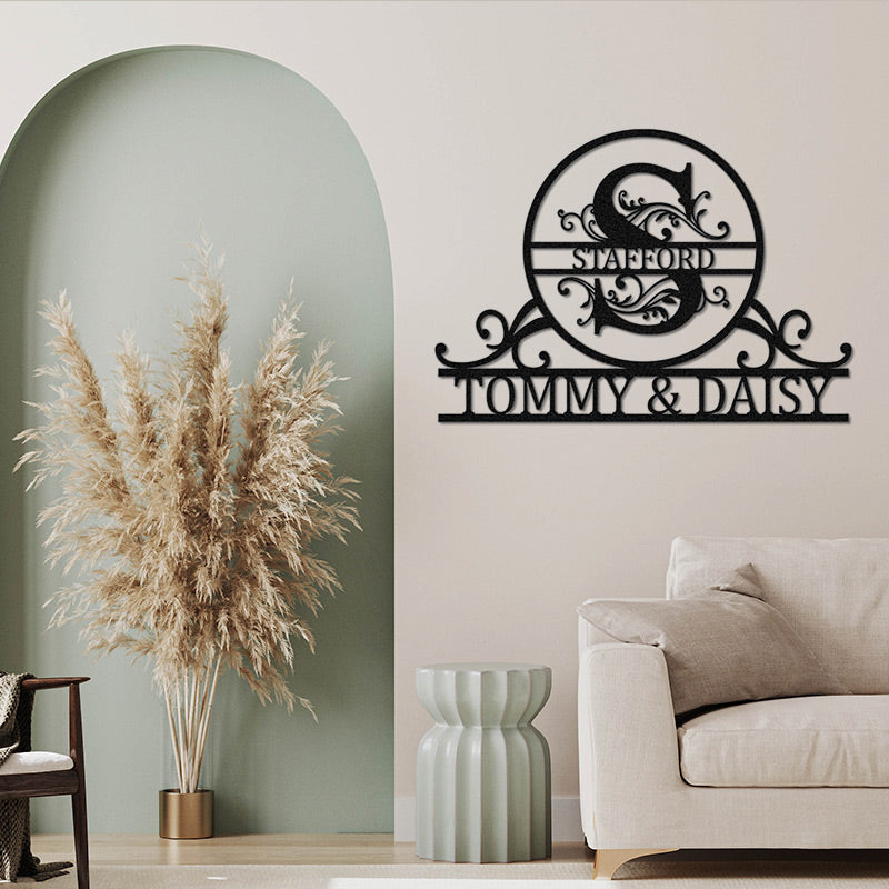 Custom Family Name Metal Monogram Sign For Wedding Gift