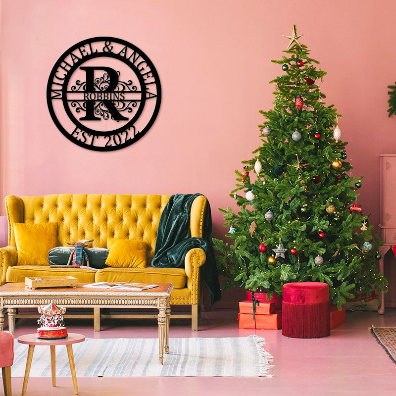 Custom Monogram Name Metal Sign for Yard Decor