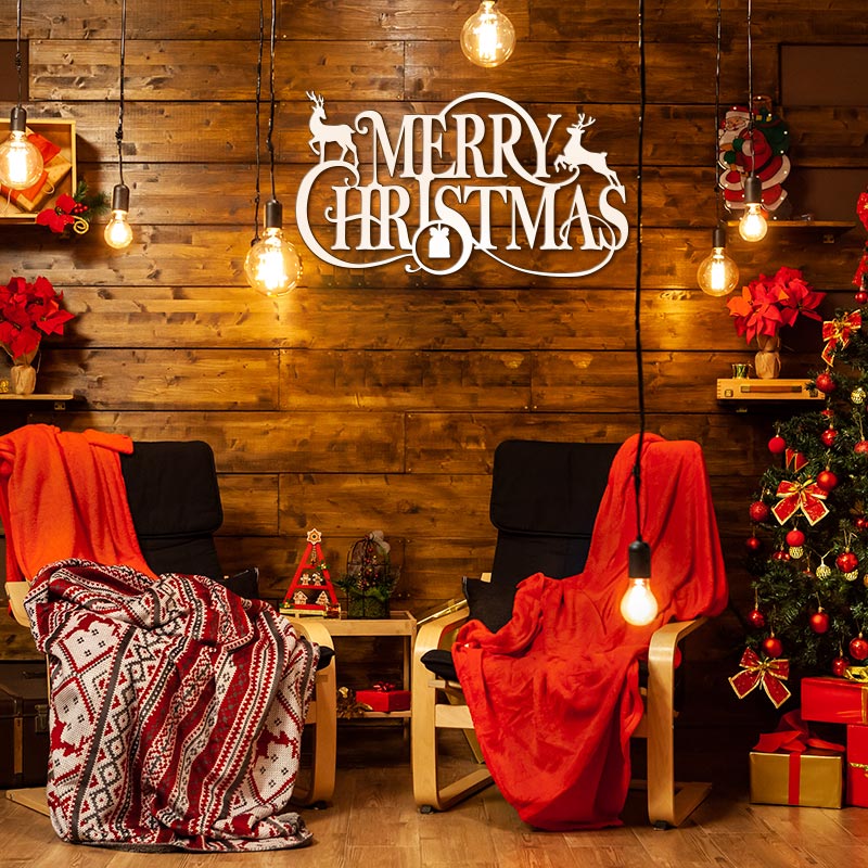 Merry Christmas Metal Wall Decor Deer Metal Sign