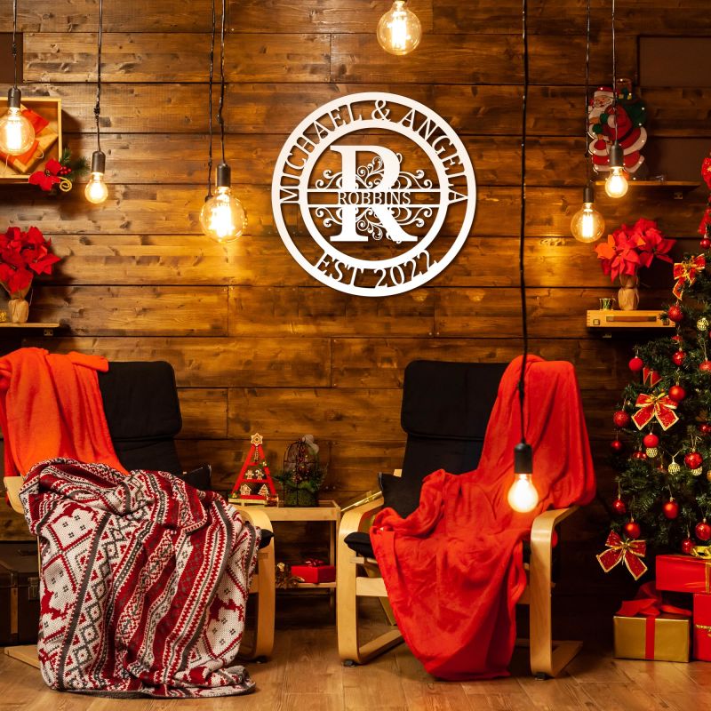 Custom Monogram Name Metal Sign for Yard Decor