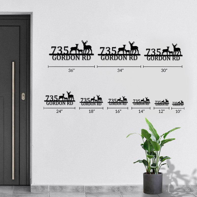 Personalized Deer Family Metal Address Sign House Number