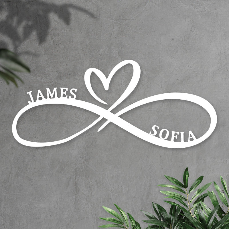 Personalized Infinity Heart Metal Name Sign for Your Love &amp; Anniversary Gift