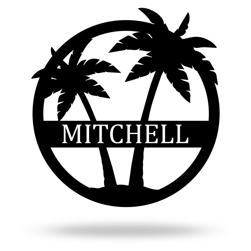 Custom Palm Trees Metal Monogram Sign For Ocean Lovers