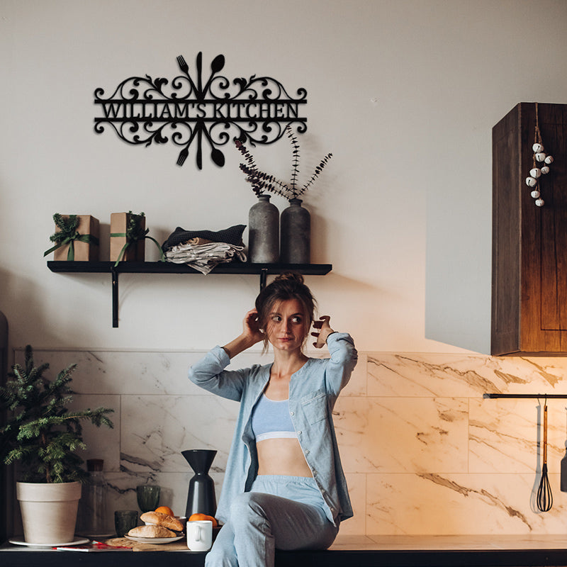 Custom Metal Monogram Kitchen Wall Sign