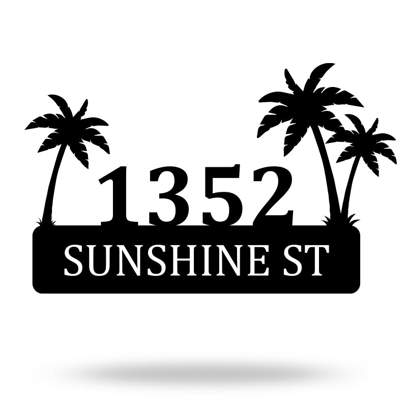 Custom Palm Tree Metal Address Sign House Numbers Plaque