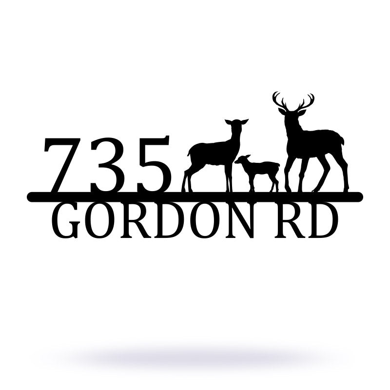 Personalized Deer Family Metal Address Sign House Number