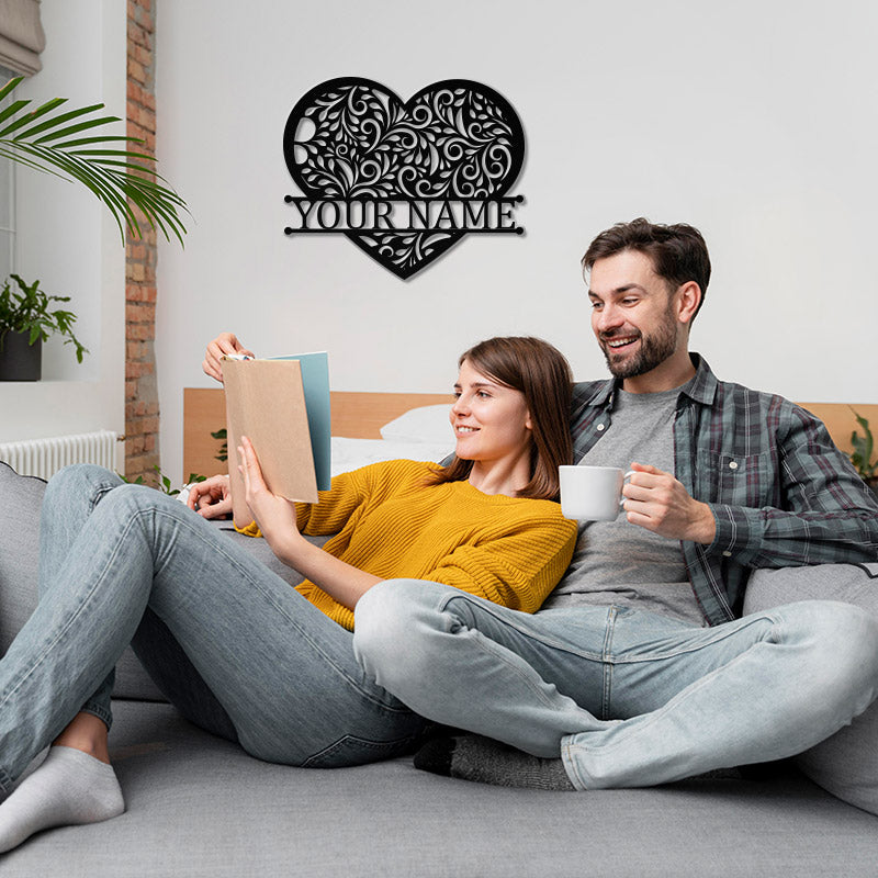 Metal Hearts Monogram Sign For Anniversary Gift
