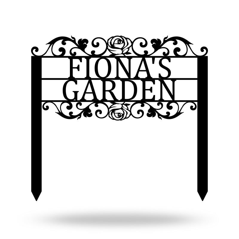 Personalized Name Metal Garden Sign with Stake