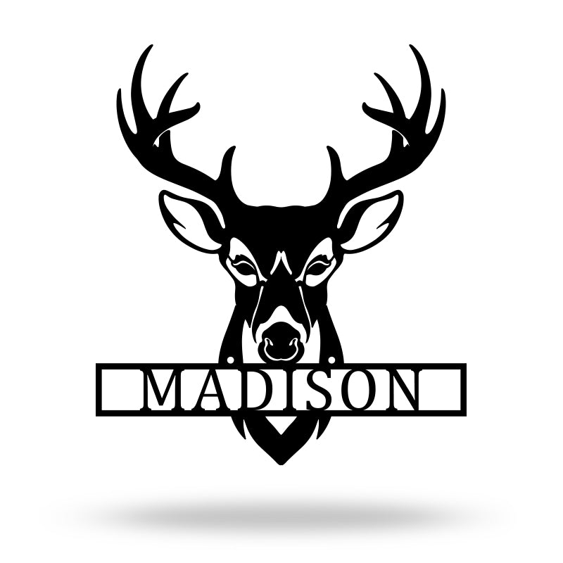 Personalized Deer Hunting Head Monogram Name Metal Sign