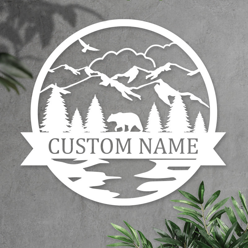 Custom Bear Monogramn Metal Name Sign For Home Decor