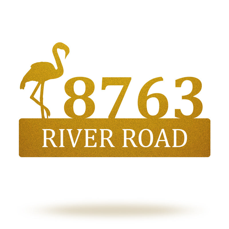 Custom Flamingo Metal Address Sign House Numbers Plaque
