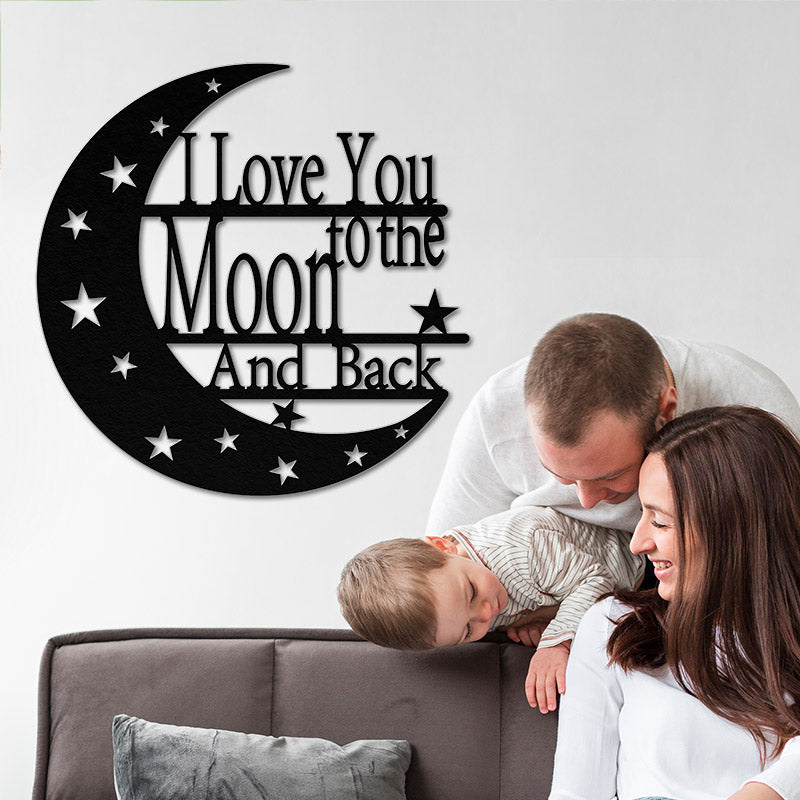 I Love You to the Moon and Back Metal Sign - Creative Metal Wall Art Decoration