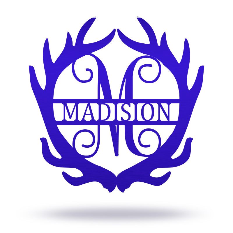 Custom Deer Antler Monogram Name Metal Sign For Living Room Decor