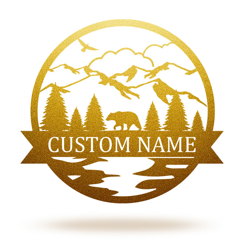 Custom Bear Monogramn Metal Name Sign For Home Decor