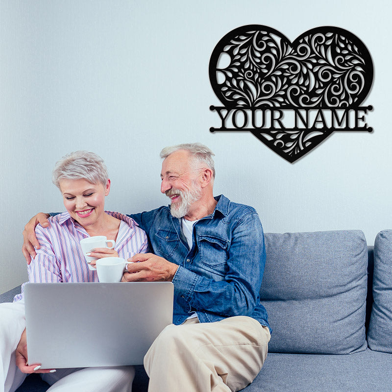 Metal Hearts Monogram Sign For Anniversary Gift