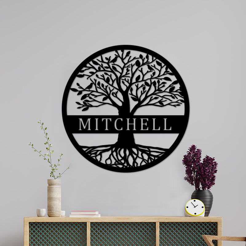 Custom Name Elaborate Tree Of Life Metal Sign