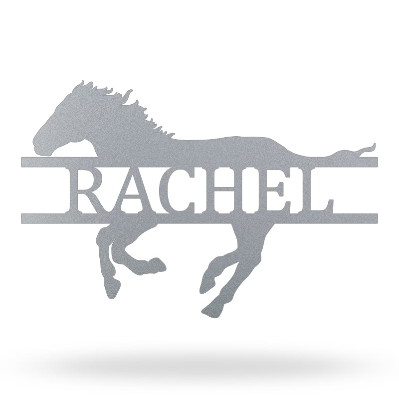 Custom Name Running Horse Metal Sign For Housewarming Gift