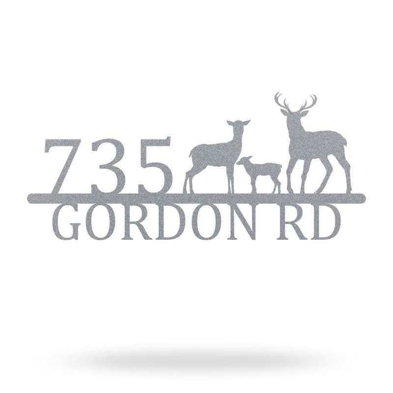 Personalized Deer Family Metal Address Sign House Number