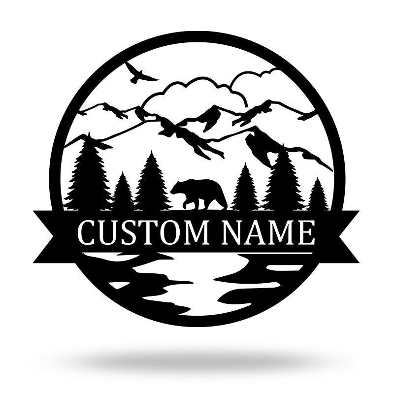 Custom Bear Monogramn Metal Name Sign For Home Decor