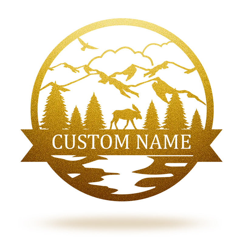Custom Outdoor Elk Hunting Monogramn Metal Name Sign