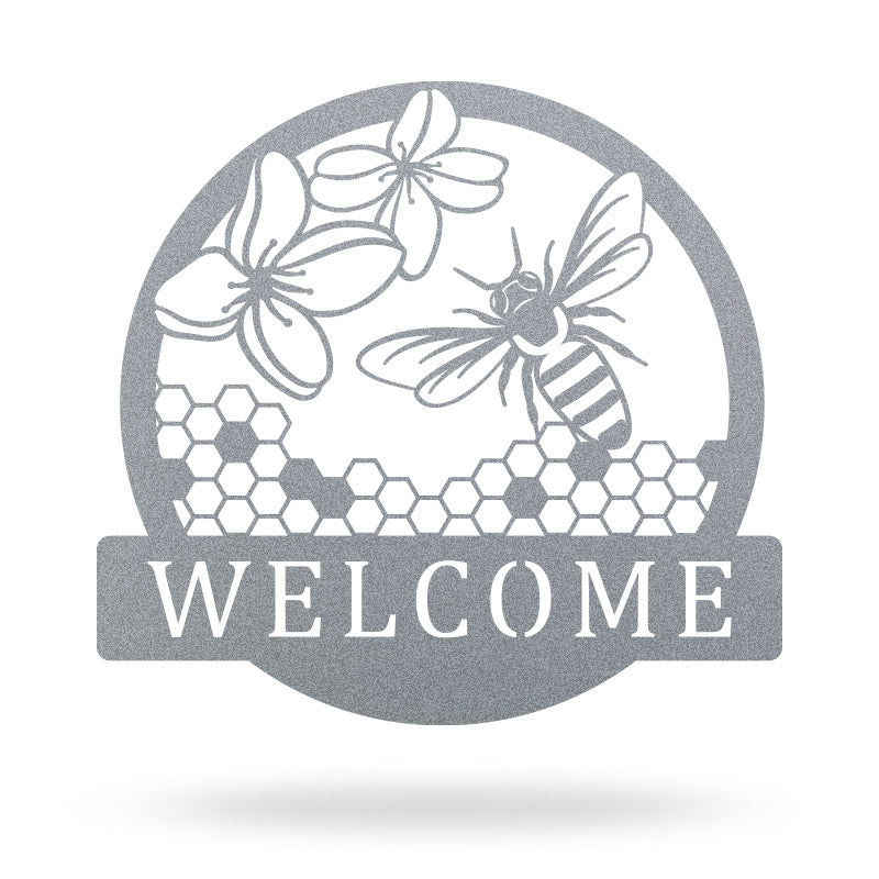 Custom Honey Bee Welcome Metal Sign for Garden Decor