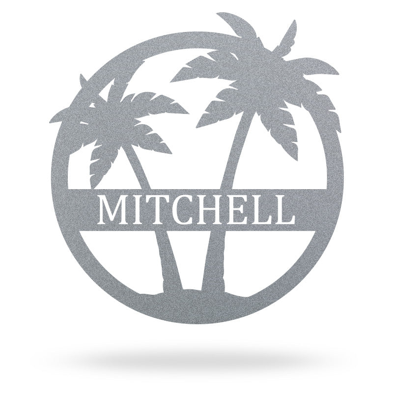Custom Palm Trees Metal Monogram Sign For Ocean Lovers