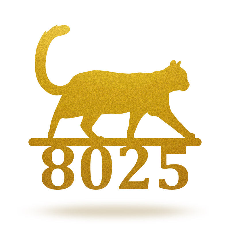 Custom Outdoor Cat Metal Address Sign House Number