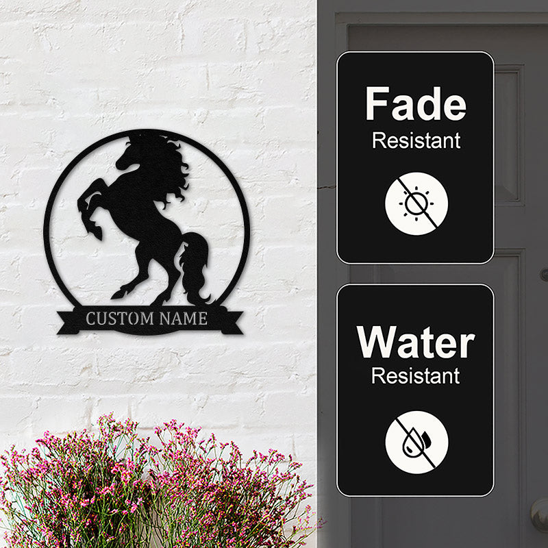 Custom Family Name Metal Horse Sign For Yard &amp; Garden Decor
