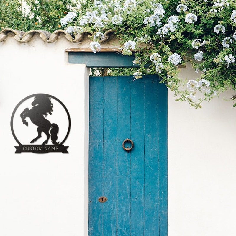 Custom Family Name Metal Horse Sign For Yard &amp; Garden Decor