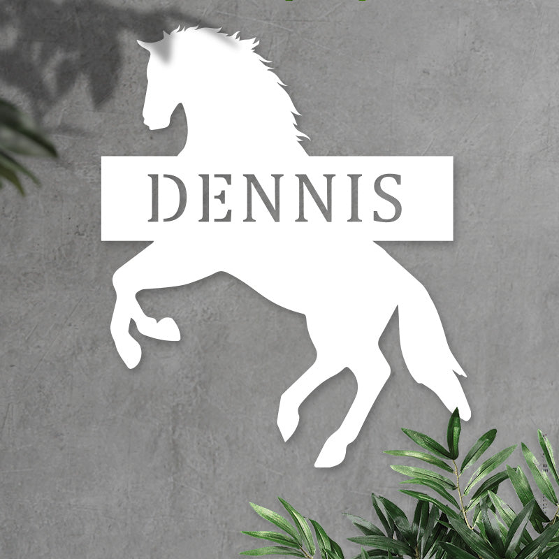 Personalized Name Monogram Metal Horse Sign For Farmhouse Decor