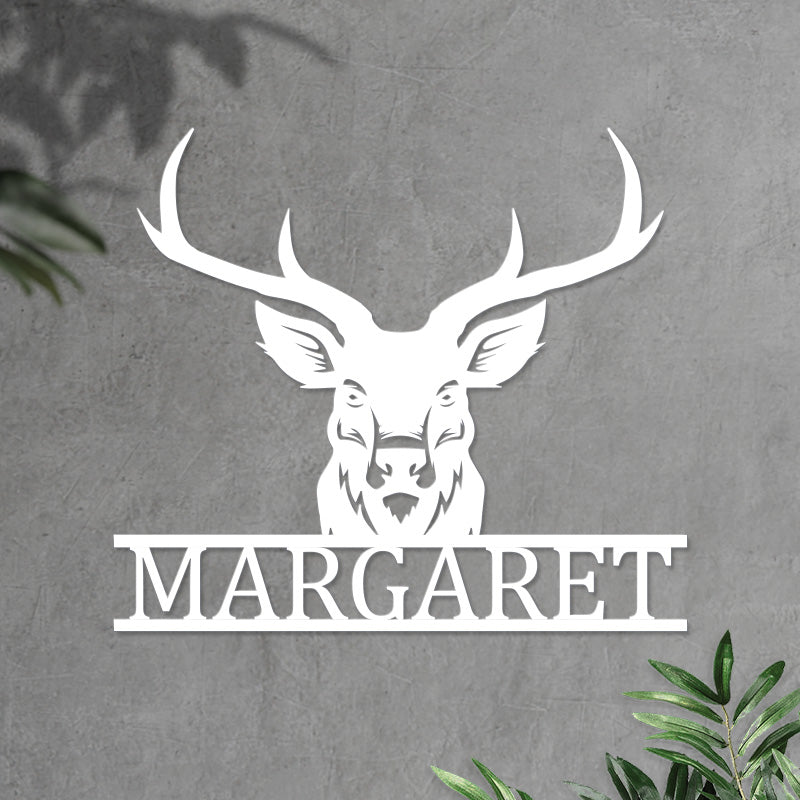 Custom Name Deer Head Metal Sign Deer Antler Decor