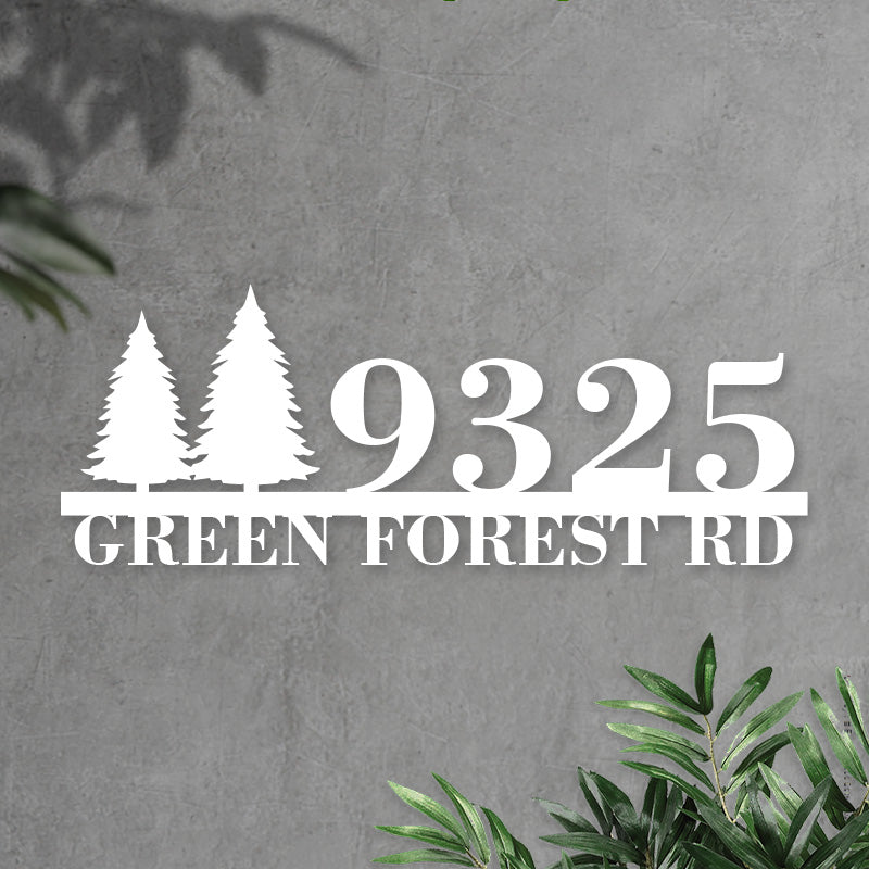 Custom Tree Metal House Number Sign Address Plaque