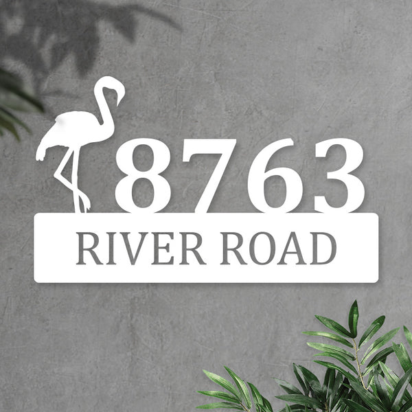 Custom Flamingo Metal Address Sign House Numbers Plaque - iWantDIY