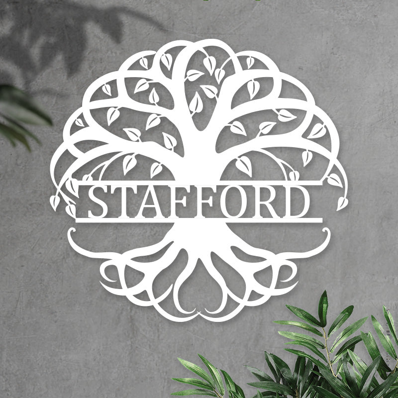 Personalized Tree Of Life Monogram Metal Sign Wall Decor
