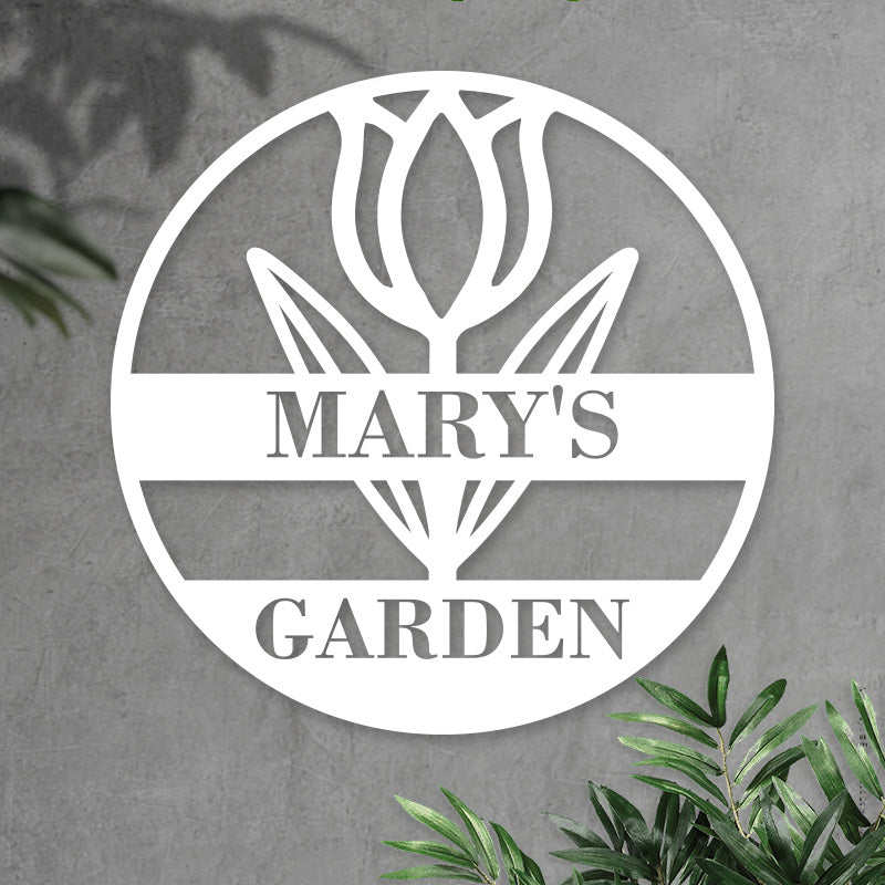 Custom Flower Name Metal Garden Sign for Yard Decor