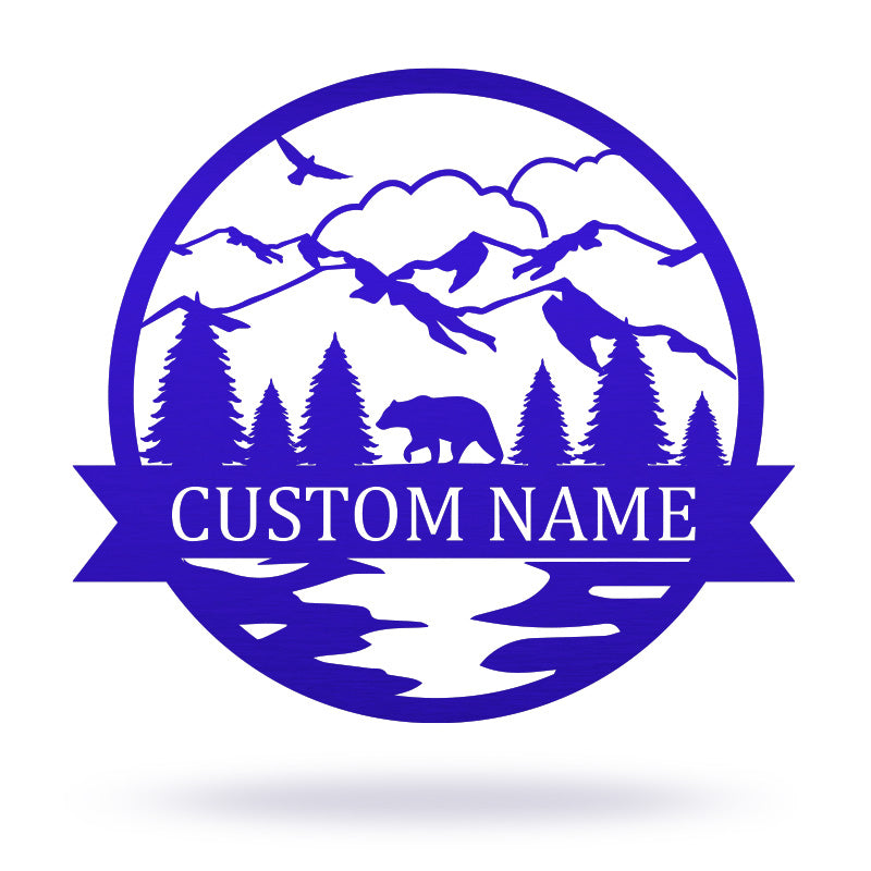 Custom Bear Monogramn Metal Name Sign For Home Decor