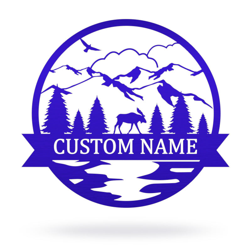 Custom Outdoor Elk Hunting Monogramn Metal Name Sign