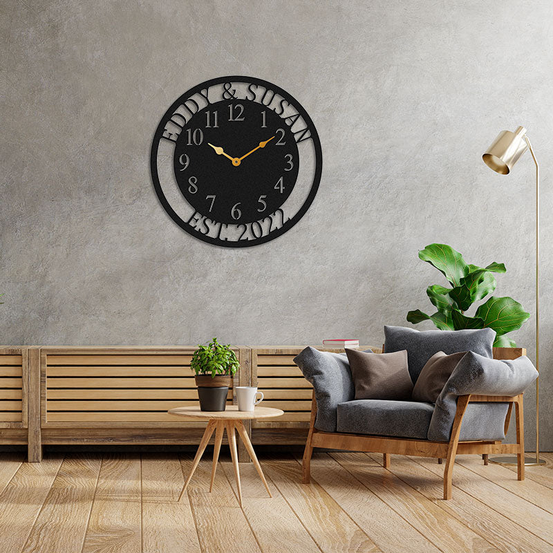 Personalized Name Metal Wall Clock for Home Decor