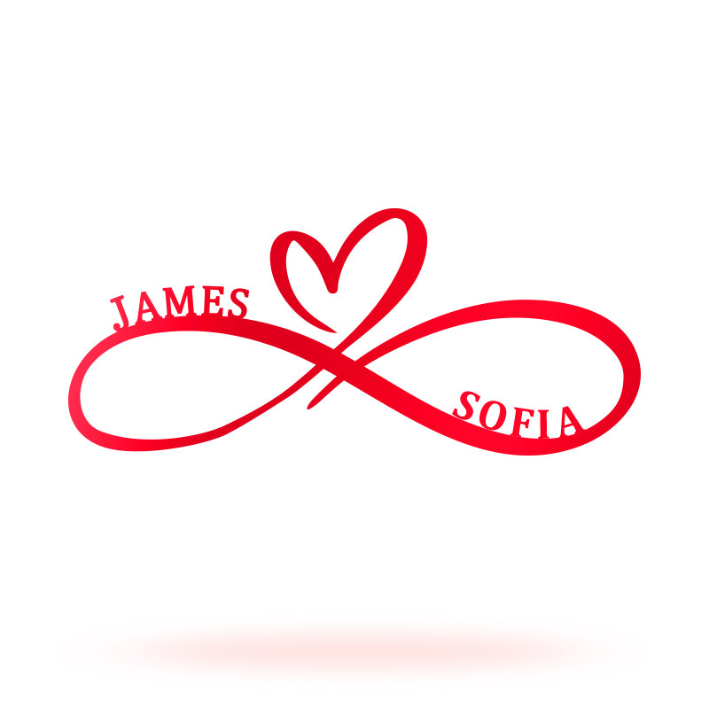 Personalized Infinity Heart Metal Name Sign for Your Love &amp; Anniversary Gift