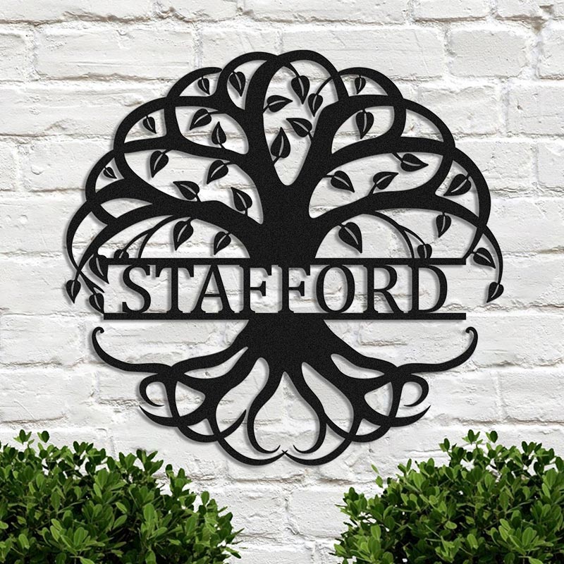 Personalized Tree Of Life Monogram Metal Sign Wall Decor