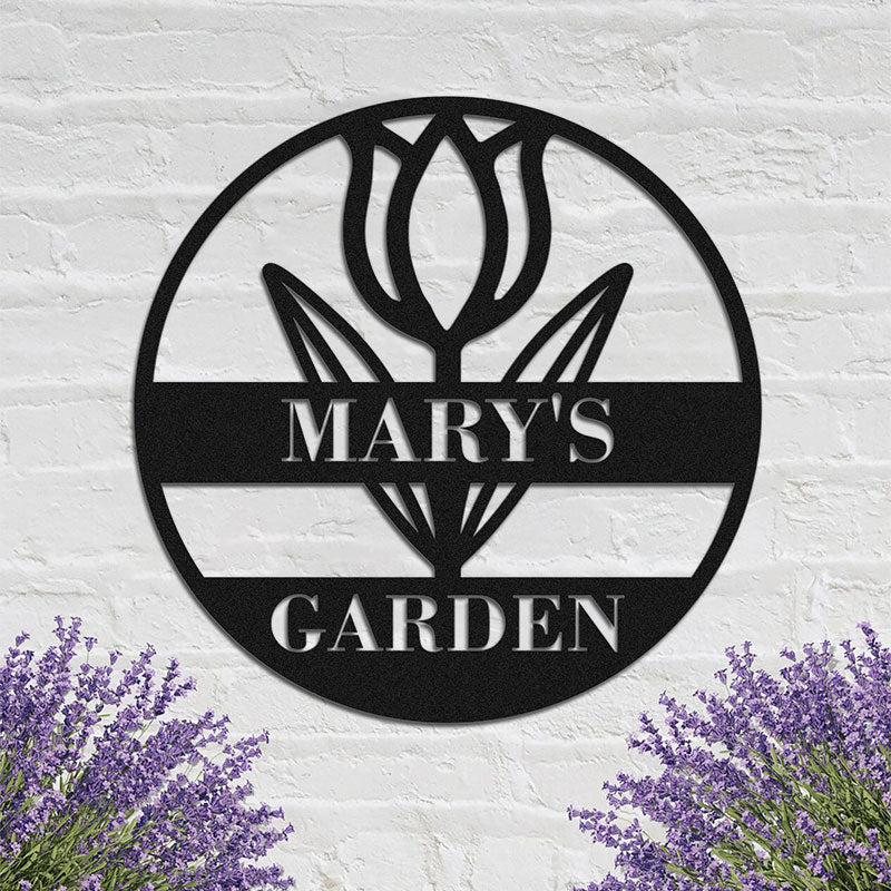 Custom Flower Name Metal Garden Sign for Yard Decor