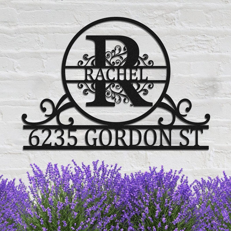Personalized Name Monogram Metal Address Sign House Numbers