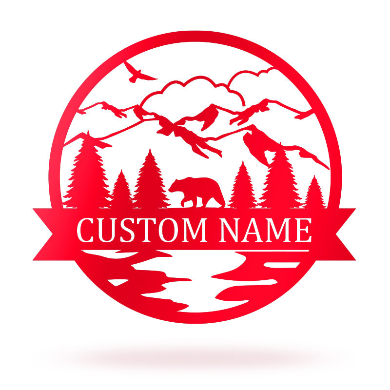 Custom Bear Monogramn Metal Name Sign For Home Decor