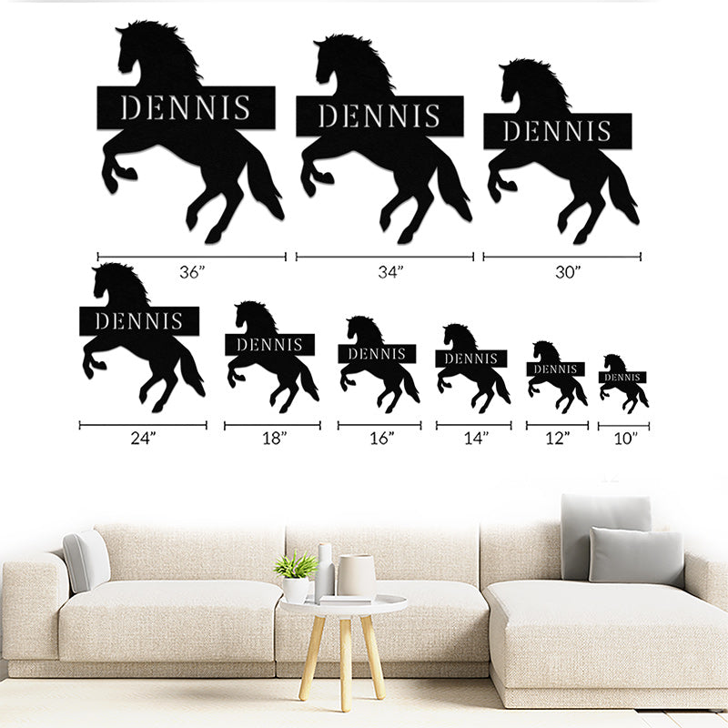 Personalized Name Monogram Metal Horse Sign For Farmhouse Decor